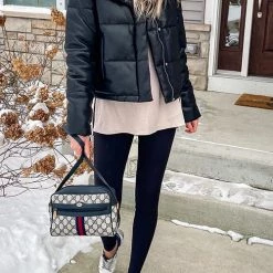 Levency New In Faux Leather Puffer Jacket