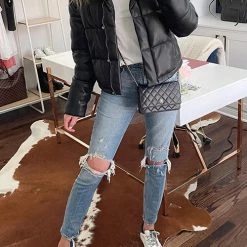 Levency New In Faux Leather Puffer Jacket