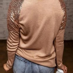 Levency Sequin Shoulder Long Sleeve Top 26 Levency Sequin Shoulder Long Sleeve Top