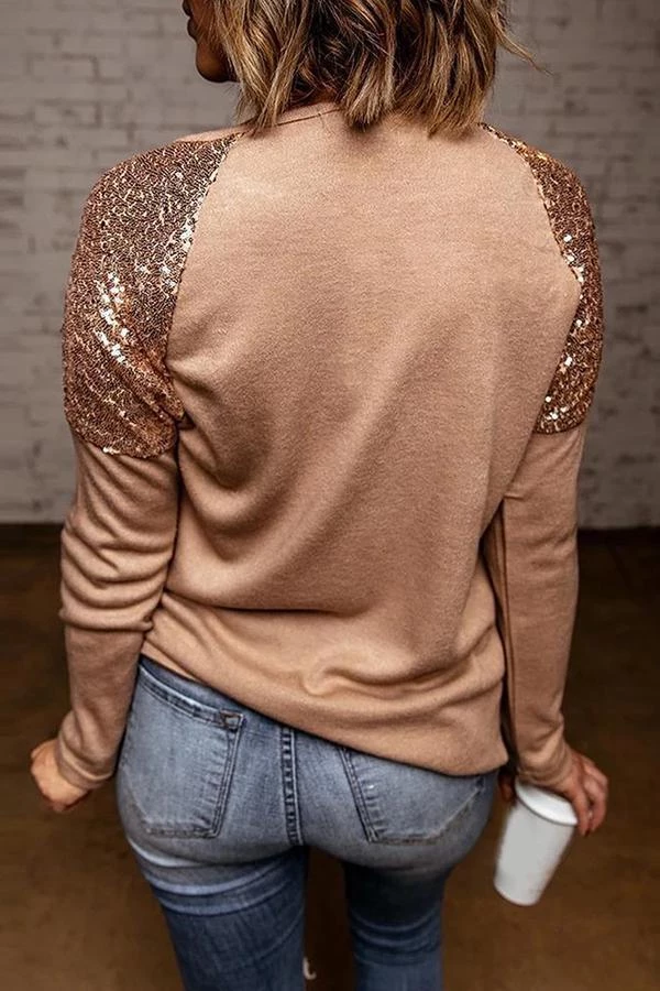 Levency Sequin Shoulder Long Sleeve Top 13 Levency Sequin Shoulder Long Sleeve Top