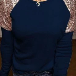 Levency Sequin Shoulder Long Sleeve Top 18 Levency Sequin Shoulder Long Sleeve Top