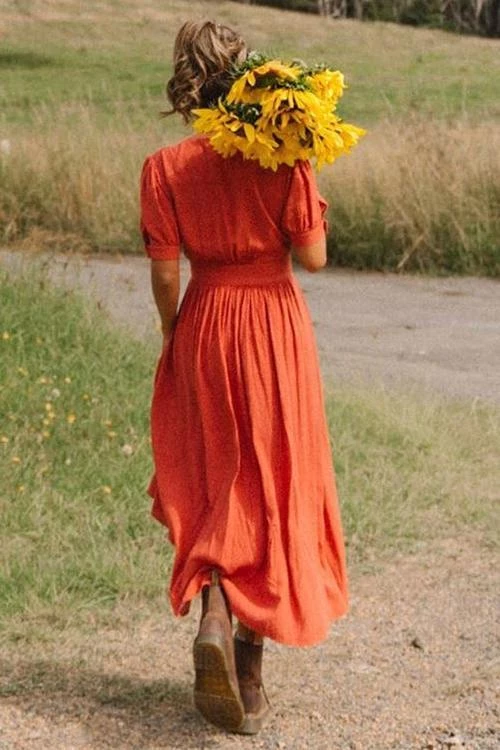 Levency New In Button Knot Sleeve Dress 5 Levency New In Button Knot Sleeve Dress