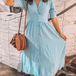 Levency New In Button Knot Sleeve Dress 22 Levency New In Button Knot Sleeve Dress