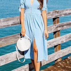 Levency New In Button Knot Sleeve Dress 28 Levency New In Button Knot Sleeve Dress