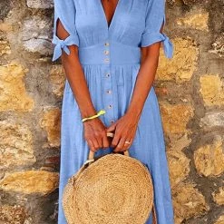 Levency New In Button Knot Sleeve Dress 37 Levency New In Button Knot Sleeve Dress