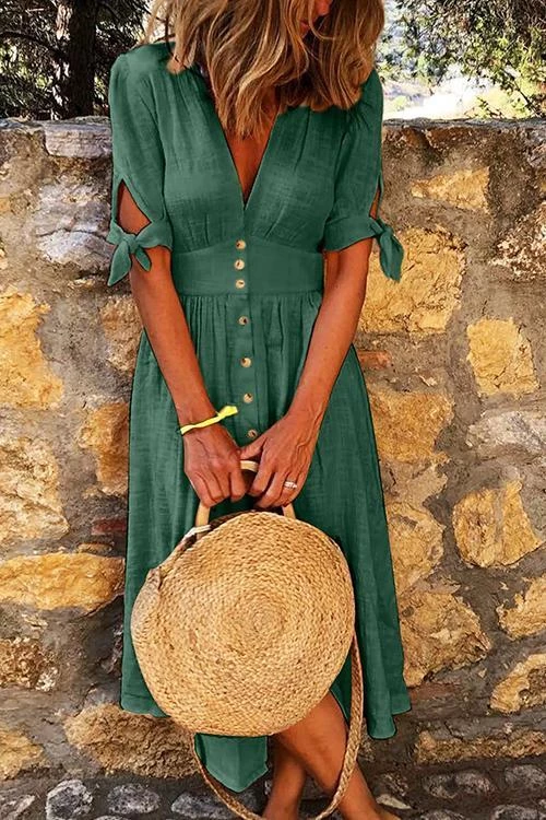 Levency New In Button Knot Sleeve Dress 13 Levency New In Button Knot Sleeve Dress