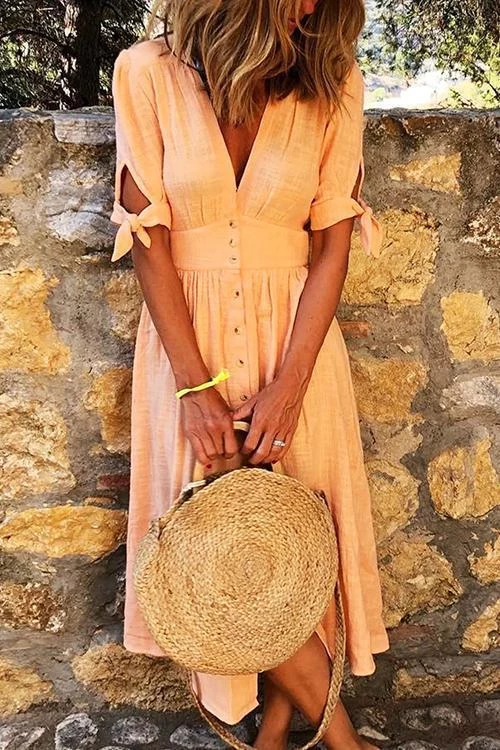 Levency New In Button Knot Sleeve Dress 14 Levency New In Button Knot Sleeve Dress