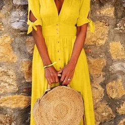 Levency New In Button Knot Sleeve Dress 29 Levency New In Button Knot Sleeve Dress