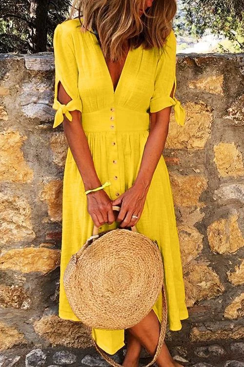 Levency New In Button Knot Sleeve Dress 11 Levency New In Button Knot Sleeve Dress