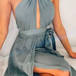 Levency New In High Slit Backless Maxi Dress