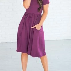 Levency New In O Neck Short Sleeve Pockets Dress