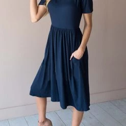 Levency New In O Neck Short Sleeve Pockets Dress