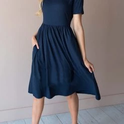 Levency New In O Neck Short Sleeve Pockets Dress