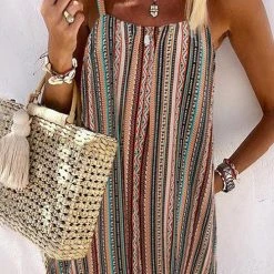 Levency New In Multicolor Stripe Slip Mini Dress