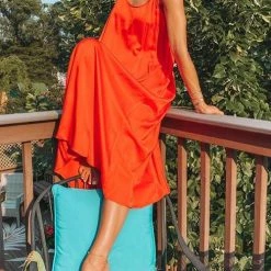 Levency New In Linen Solid Pockets Slip Maxi Dress