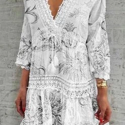 Levency Floral Print Long Sleeve Mini Dress