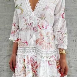 Levency Floral Print Long Sleeve Mini Dress