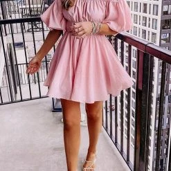 Levency New In Off Shoulder Puff Sleeve Mini Dress