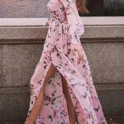 Levency Button Puff Sleeve Belted Maxi Dress New In