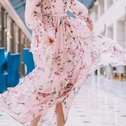 Levency Button Puff Sleeve Belted Maxi Dress New In