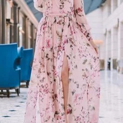 Levency Button Puff Sleeve Belted Maxi Dress New In