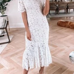 Levency New In Lace Short Sleeve Mermaid Dress