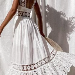 Levency Lace Patchwork Sleeveless Maxi Dress New In