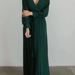 Levency Button Puff Sleeve Belted Maxi Dress New In