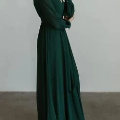 Levency Button Puff Sleeve Belted Maxi Dress New In