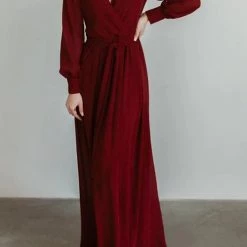 Levency Button Puff Sleeve Belted Maxi Dress New In