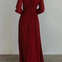 Levency Button Puff Sleeve Belted Maxi Dress New In