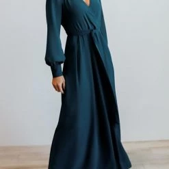 Levency Button Puff Sleeve Belted Maxi Dress New In