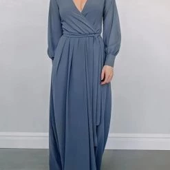 Levency Button Puff Sleeve Belted Maxi Dress New In