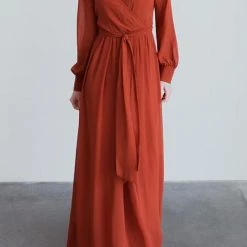 Levency Button Puff Sleeve Belted Maxi Dress New In