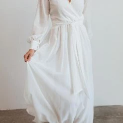 Levency Button Puff Sleeve Belted Maxi Dress New In