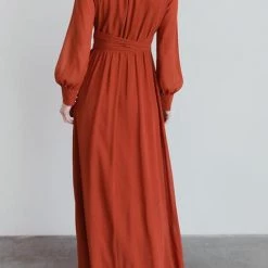 Levency Button Puff Sleeve Belted Maxi Dress New In