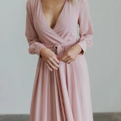 Levency Button Puff Sleeve Belted Maxi Dress New In