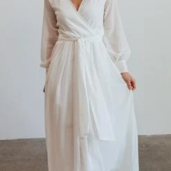 Levency Button Puff Sleeve Belted Maxi Dress New In
