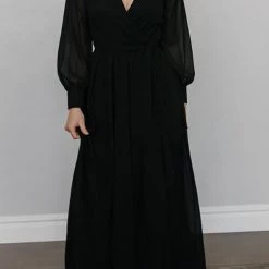 Levency Button Puff Sleeve Belted Maxi Dress New In