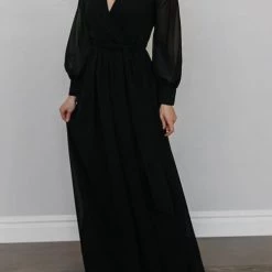 Levency Button Puff Sleeve Belted Maxi Dress New In