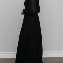 Levency Button Puff Sleeve Belted Maxi Dress New In