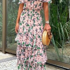 Levency Off Shoulder Floral Layer Maxi Dress New In