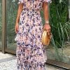 Levency Off Shoulder Floral Layer Maxi Dress New In