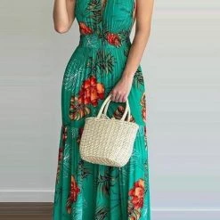 Levency Floral Print Backless Slip Maxi Dress New In