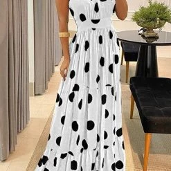 Levency Print Halter Neck Backless Maxi Dress