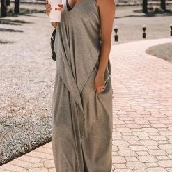 Levency Deep V Neck Slip Maxi Dress New In