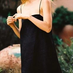 Levency Minimalism Linen Slip Mini Dress New In