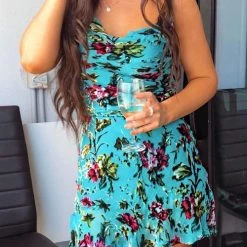 Levency Floral Print Slip Mini Dress New In