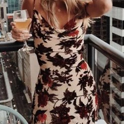 Levency Floral Print Slip Mini Dress New In