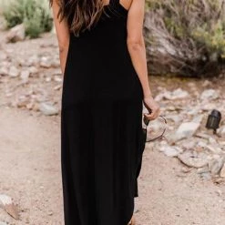 Levency Pockets Halter Neck Slit Maxi Dress New In